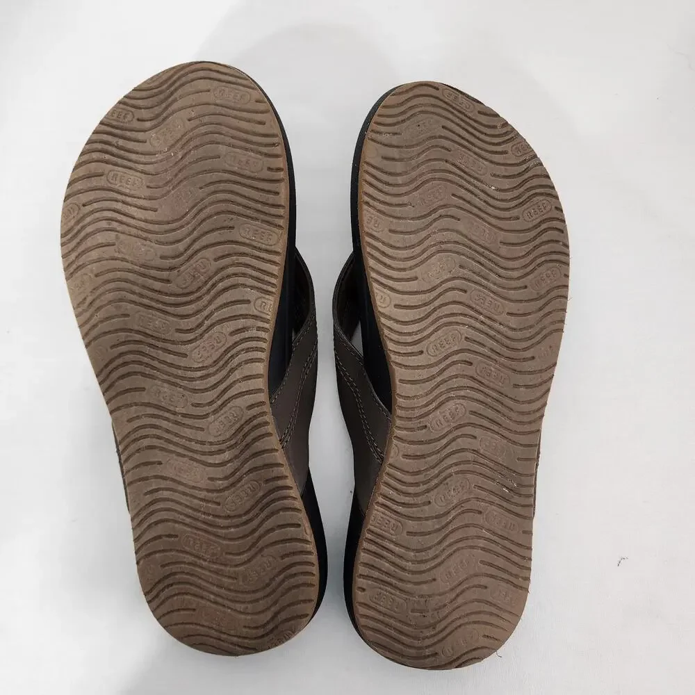 REEF Mens Cushion Spring 2.0 Flip Flop Sandals Thong Size 10 Brown Faux Leather